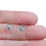 Heart Fishhook Earrings 13.2mm Lab Created Opal Oxidized 925 Sterling Silver