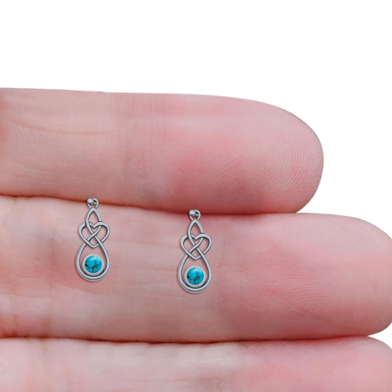 Round 19.7mm Lab Created Opal Celtic Knot Heart Fishhook Earring 925 Sterling Silver