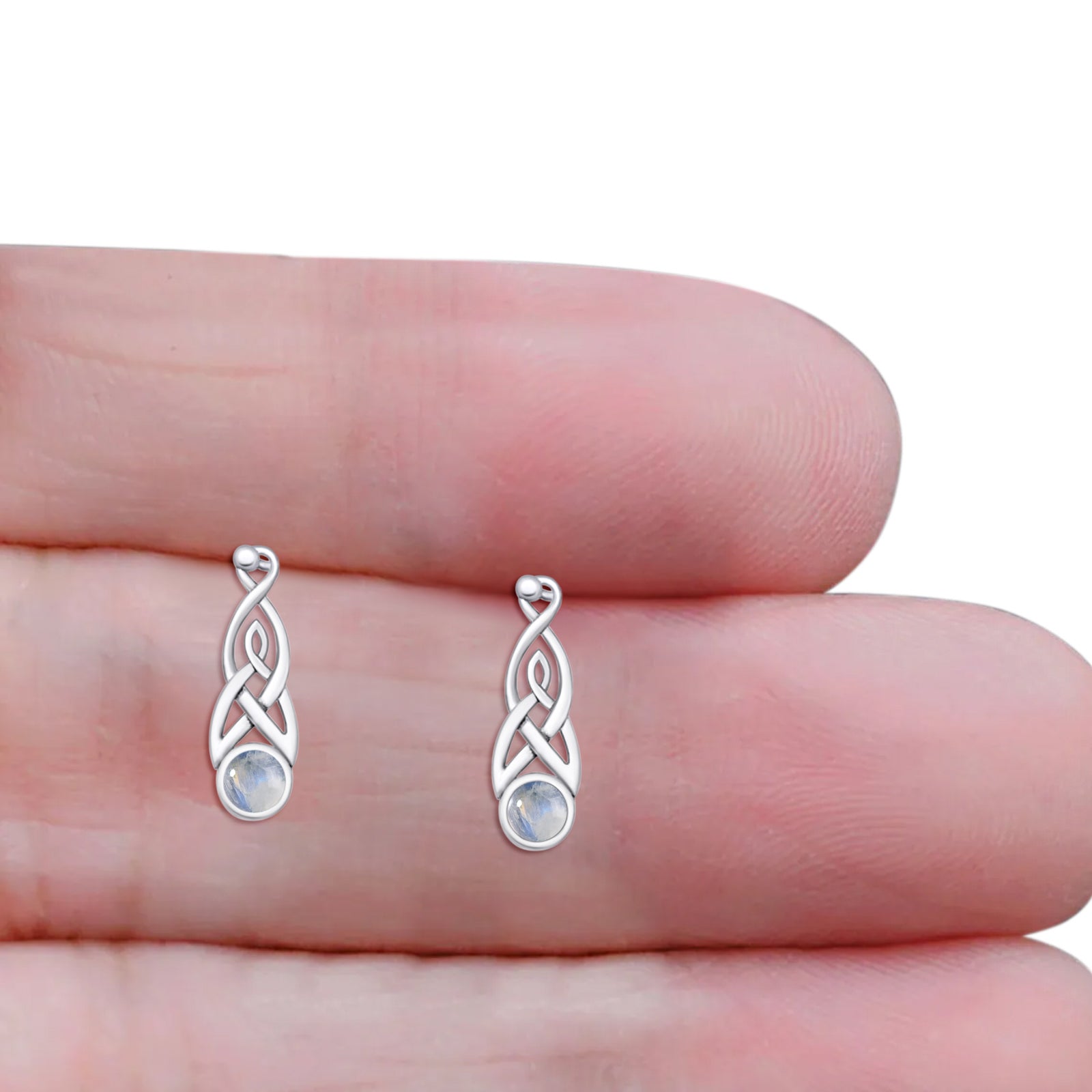 Round Lab Created Opal Trinity Dangle Fishhook Earring 925 Sterling Silver