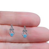 Oval Lab Created Opal 22.6mm Scroll Fishhook Earring 925 Sterling Silver