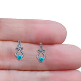 Oval Lab Created Opal 22.6mm Scroll Fishhook Earring 925 Sterling Silver