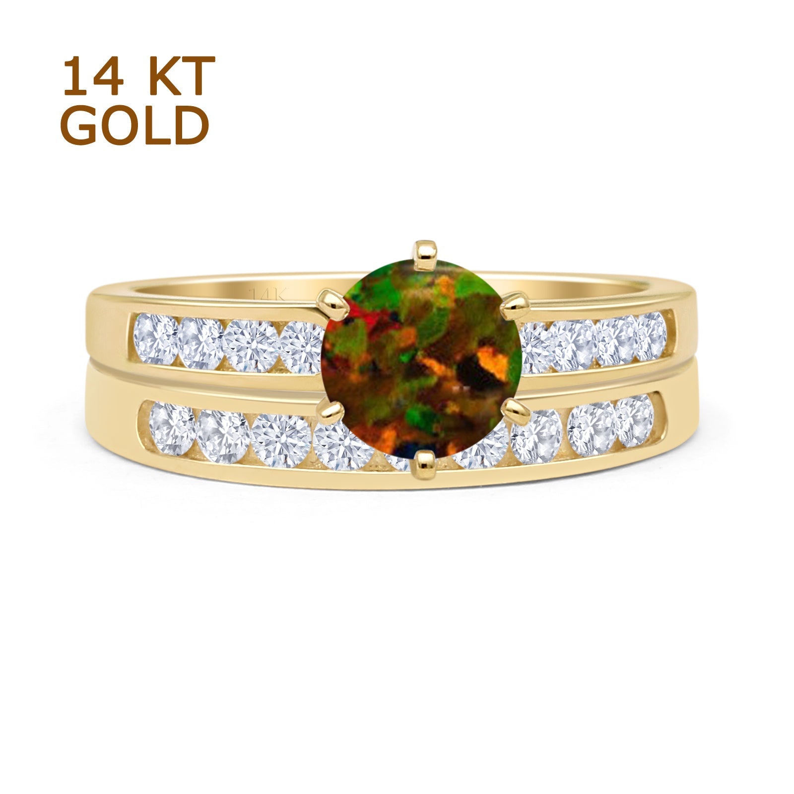Two Piece Round Solitaire Half Eternity Cathedral Ring