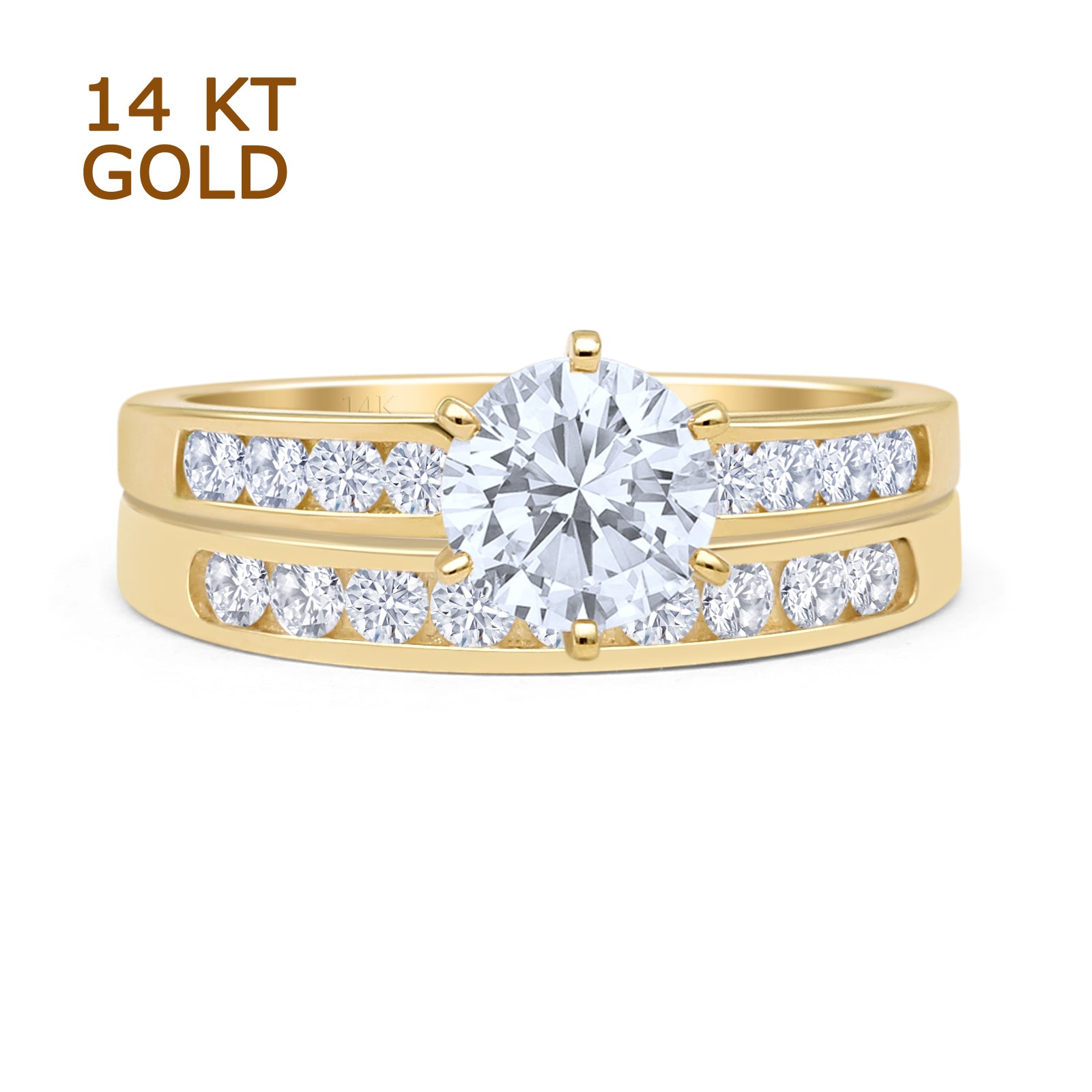 Two Piece Round Moissanite Cathedral Ring