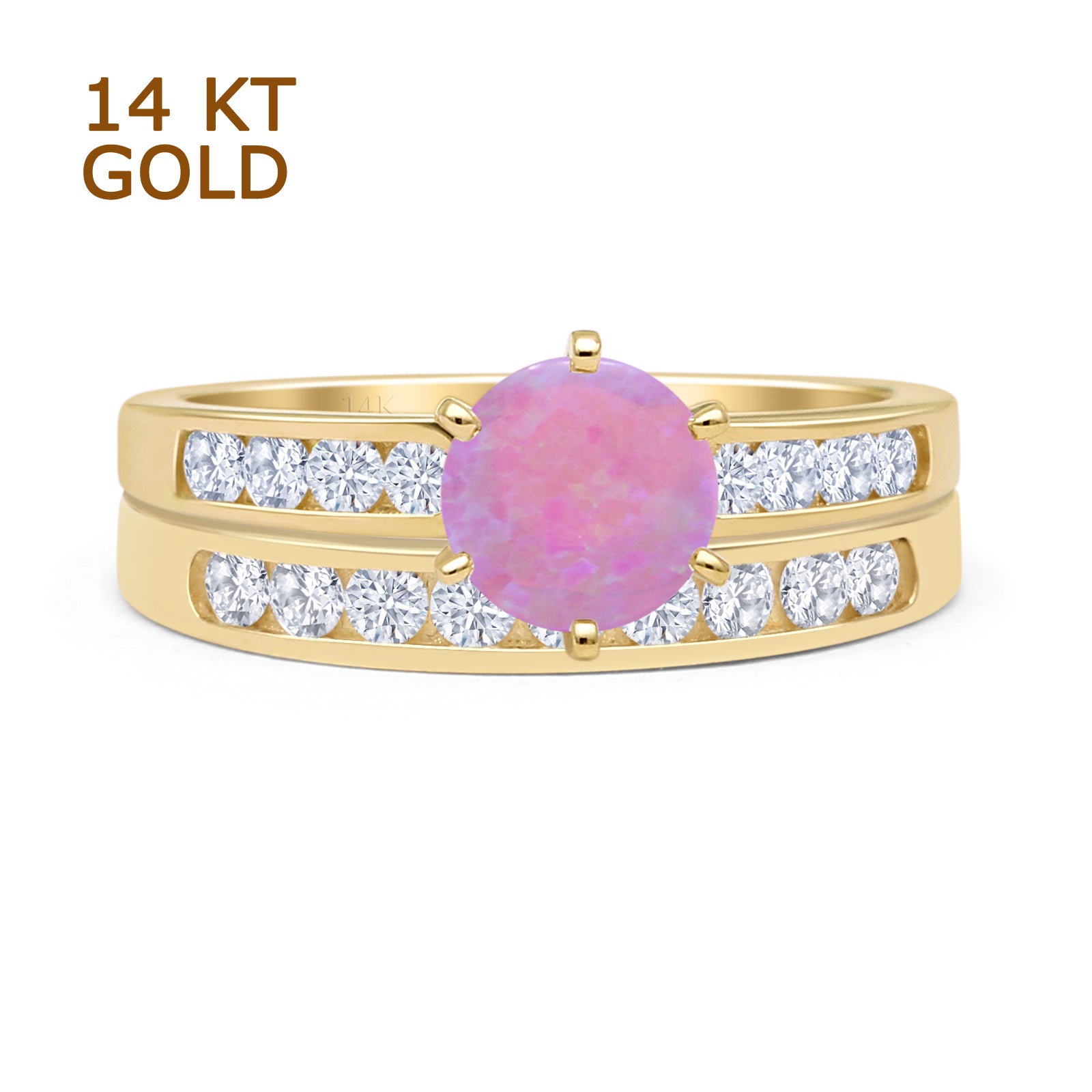 Two Piece Round Solitaire Half Eternity Cathedral Ring