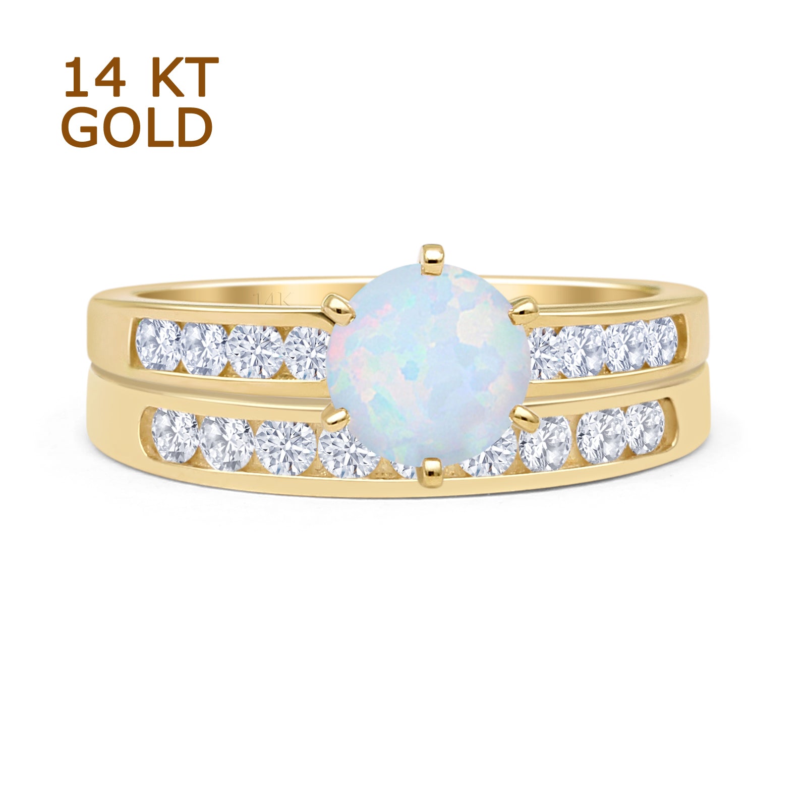 Two Piece Round Solitaire Half Eternity Cathedral Ring