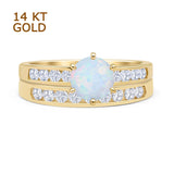 Two Piece Round Solitaire Half Eternity Cathedral Ring