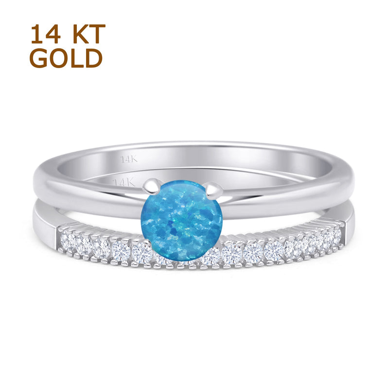 Two Piece Round Solitaire Eternity Gold Ring