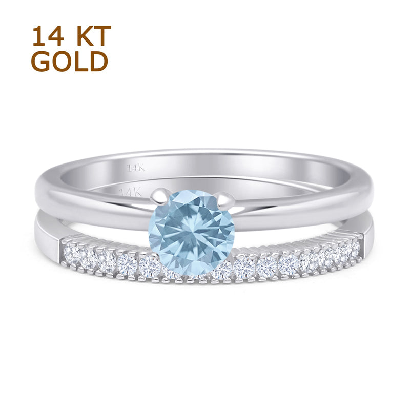 Two Piece Round Solitaire Bridal Gold Ring