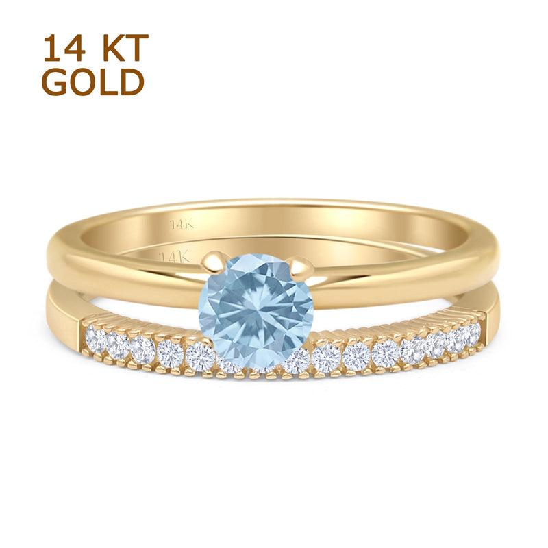 Two Piece Round Solitaire Bridal Gold Ring