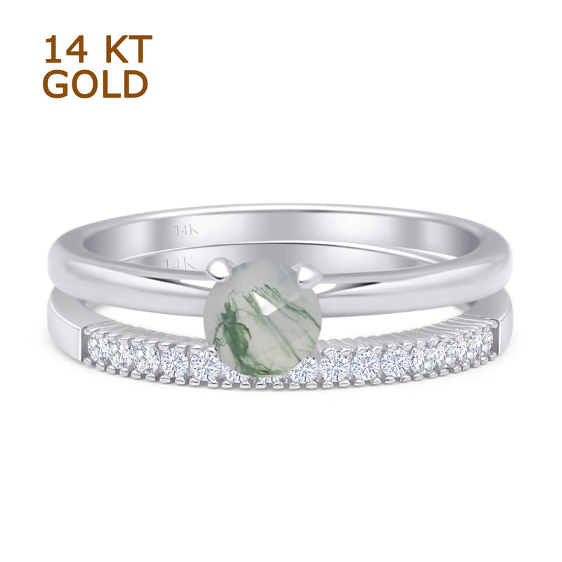 Two Piece Round Solitaire Bridal Gold Ring