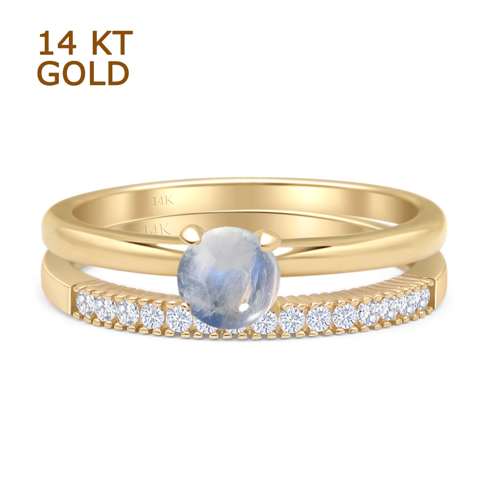 Two Piece Round Solitaire Bridal Gold Ring