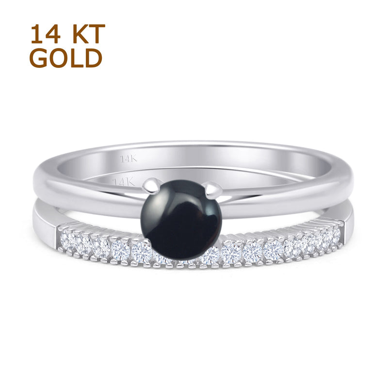 Two Piece Round Solitaire Bridal Gold Ring
