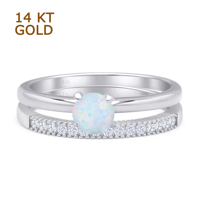Two Piece Round Solitaire Eternity Gold Ring