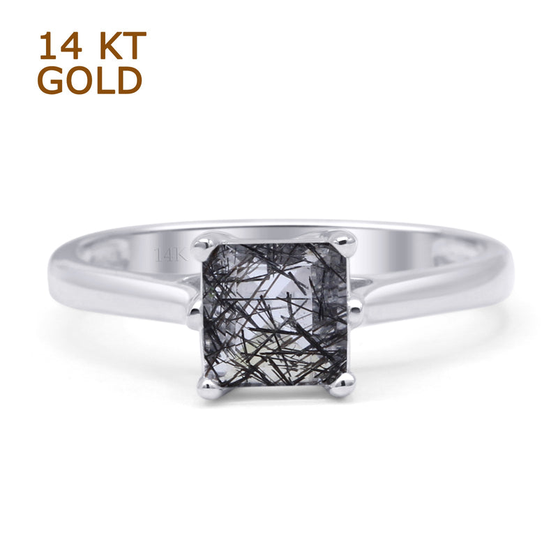 Princess Cut Solitaire Gold Ring