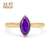 Marquise Amethyst CZ Solitaire Gold Ring