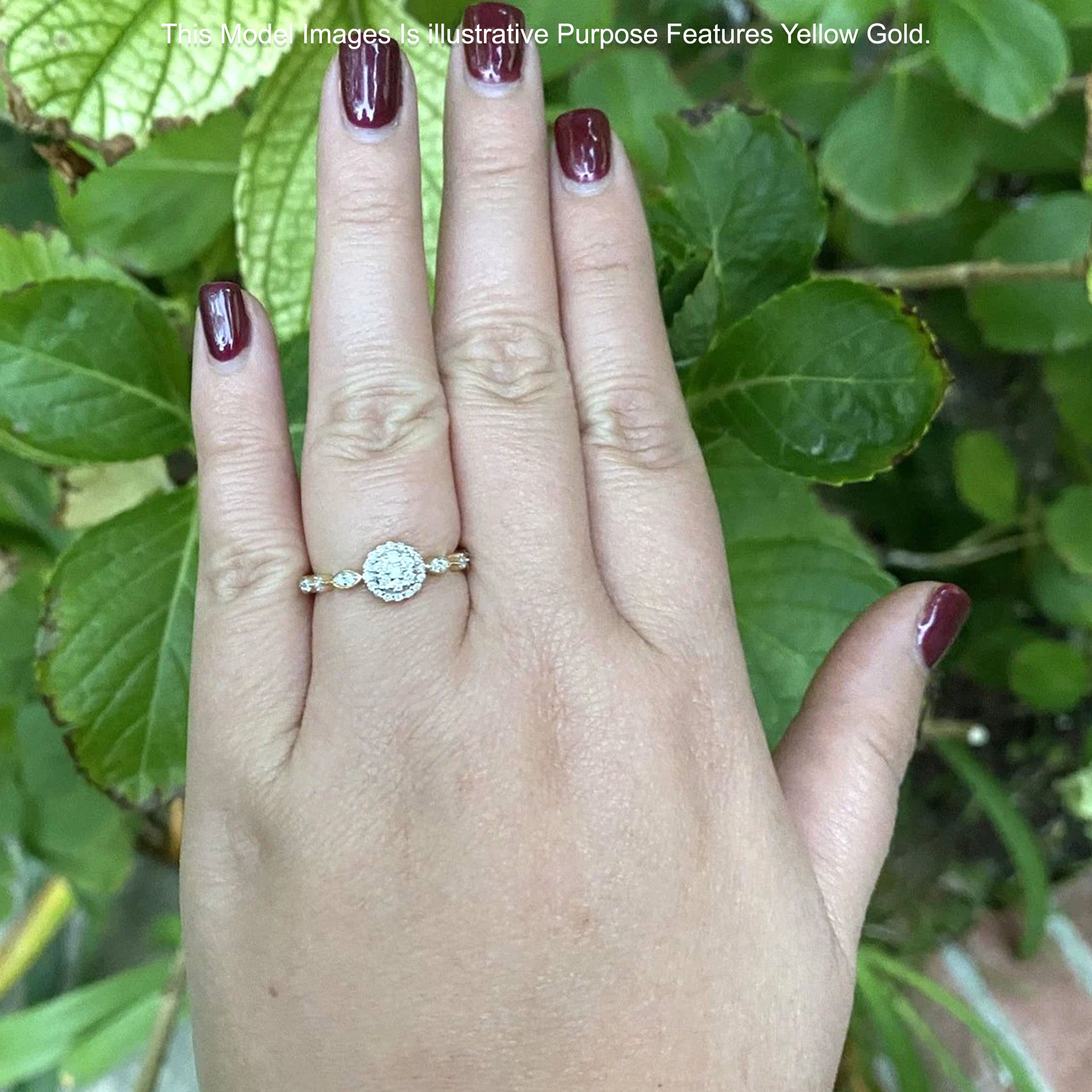 Round Halo Cluster Marquise Band Diamond Ring