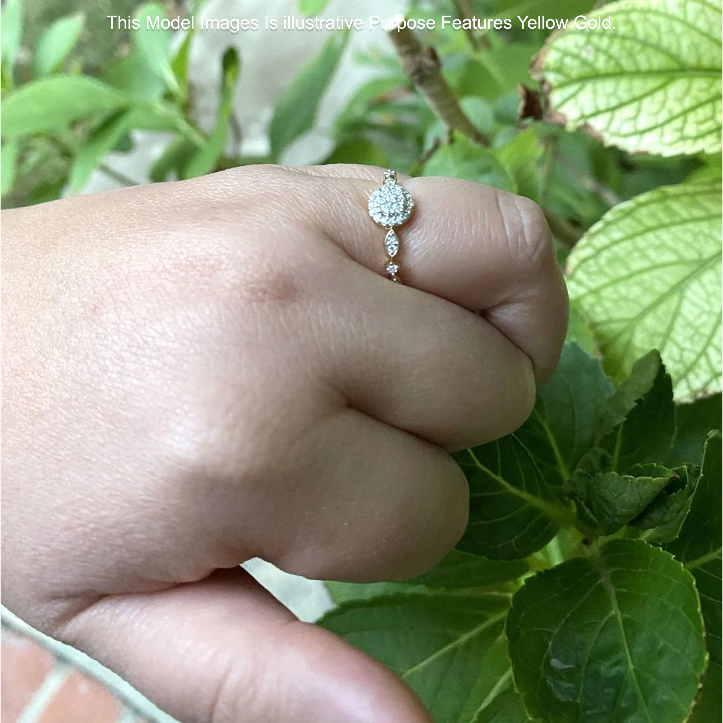 Round Halo Cluster Marquise Band Diamond Ring