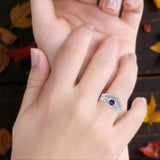 Two Piece Round Natural Stone Bridal Ring