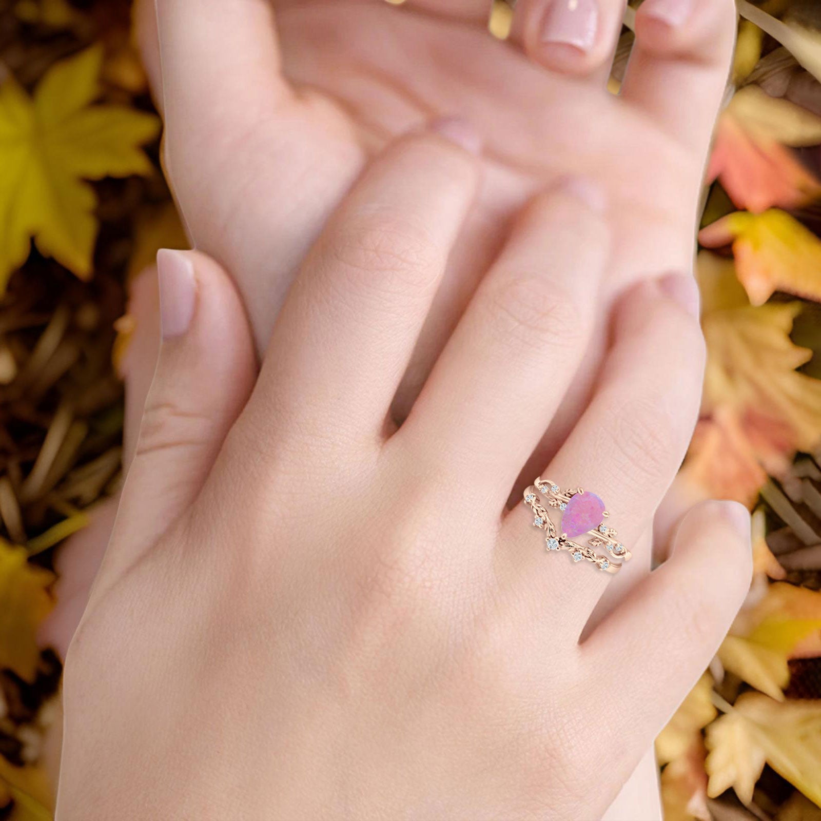 Two Piece Pear CZ Ring