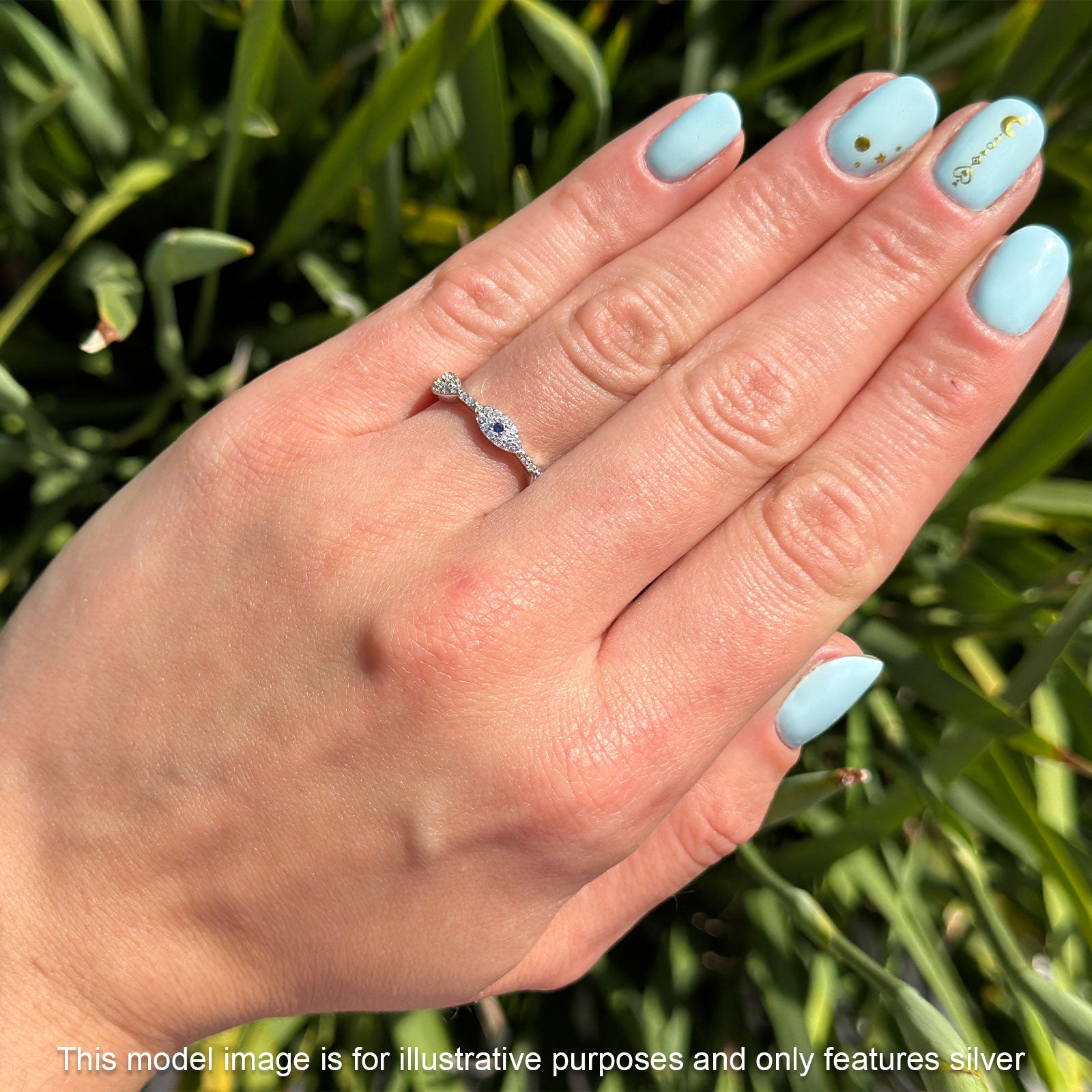 Art Deco 4mm Evil Eye Marquise Band Cluster Cubic Zirconia 925 sterling Silver