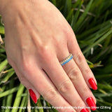 Half Eternity 5mm Blue CZ & Yellow CZ Wedding Band 925 Sterling Silver