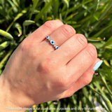 Evil Eye 4mm Round Cubic Zirconia Stackable Band 925 Sterling Silver