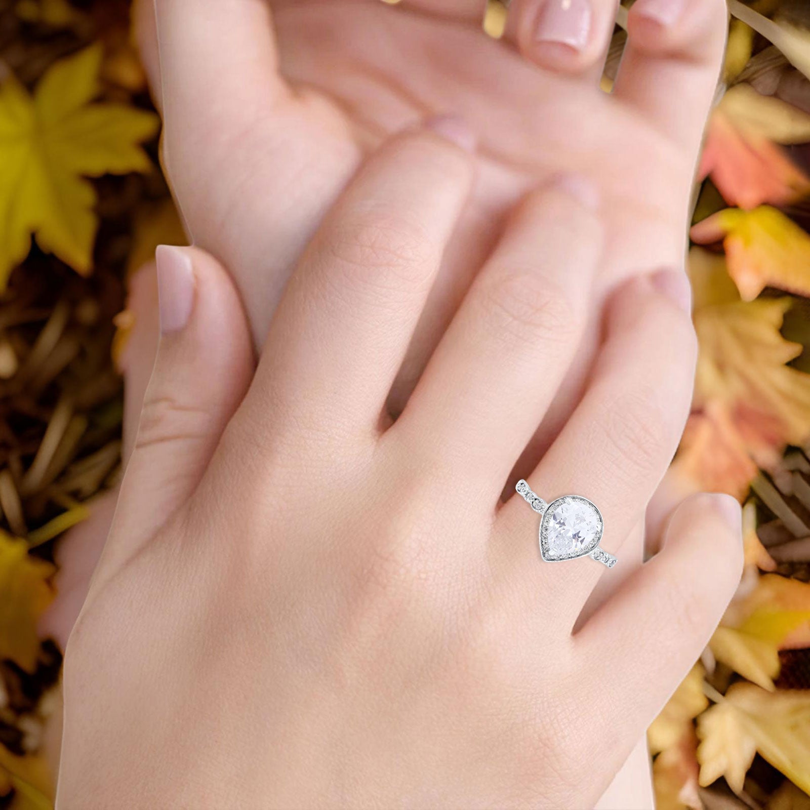 Pear Teardrop Natural Stone Wedding Ring