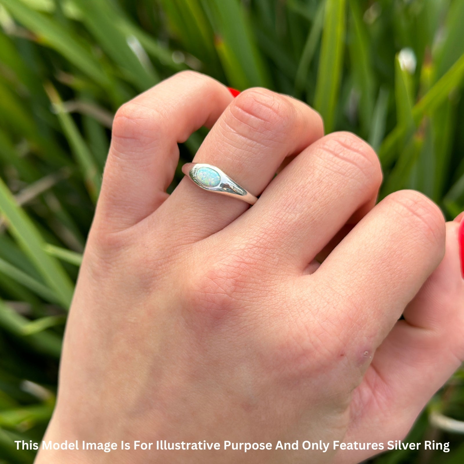 Oval 6mm Lab Created White Opal Signet Bold Ring Solitaire 925 Sterling Silver