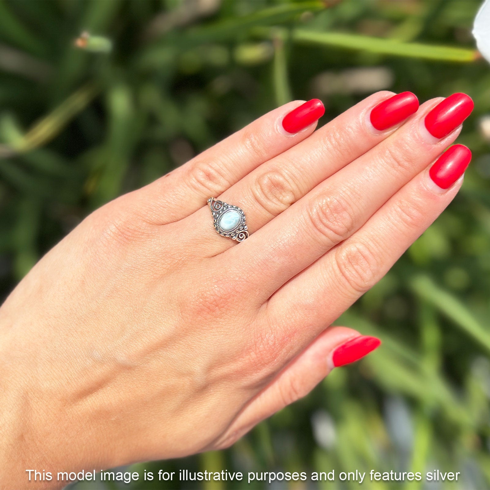 Oxidized Oval Larimar Twisted Ring
