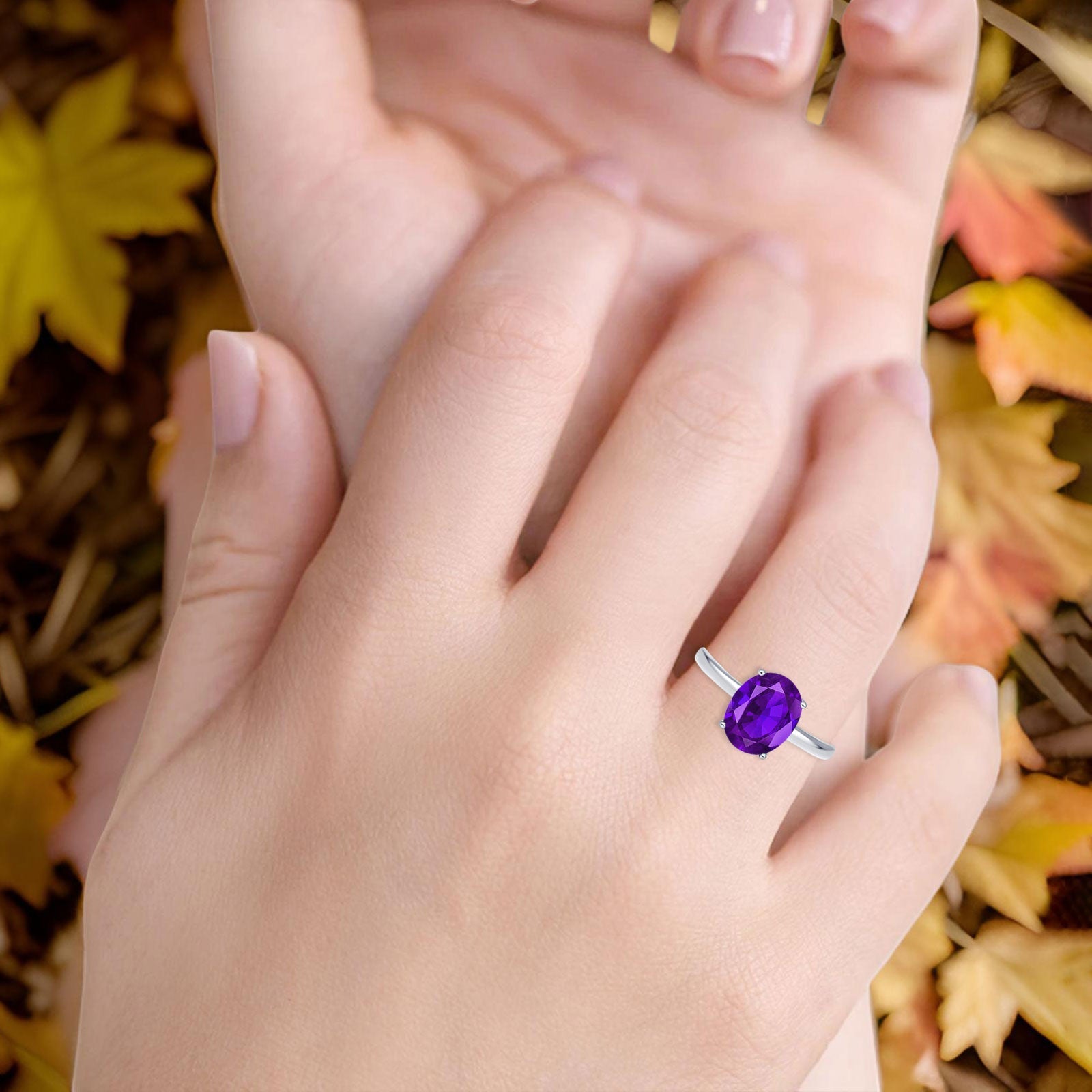 Art Deco Oval Natural Stone Solitaire Ring