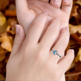 Oxidized Star & Moon Ring