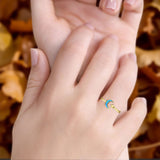 Oxidized Star & Moon Ring