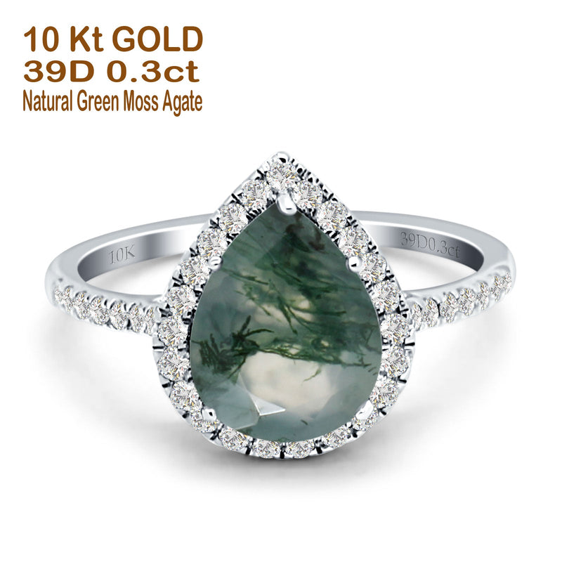 Pear Teardrop Halo Natural Diamond Ring