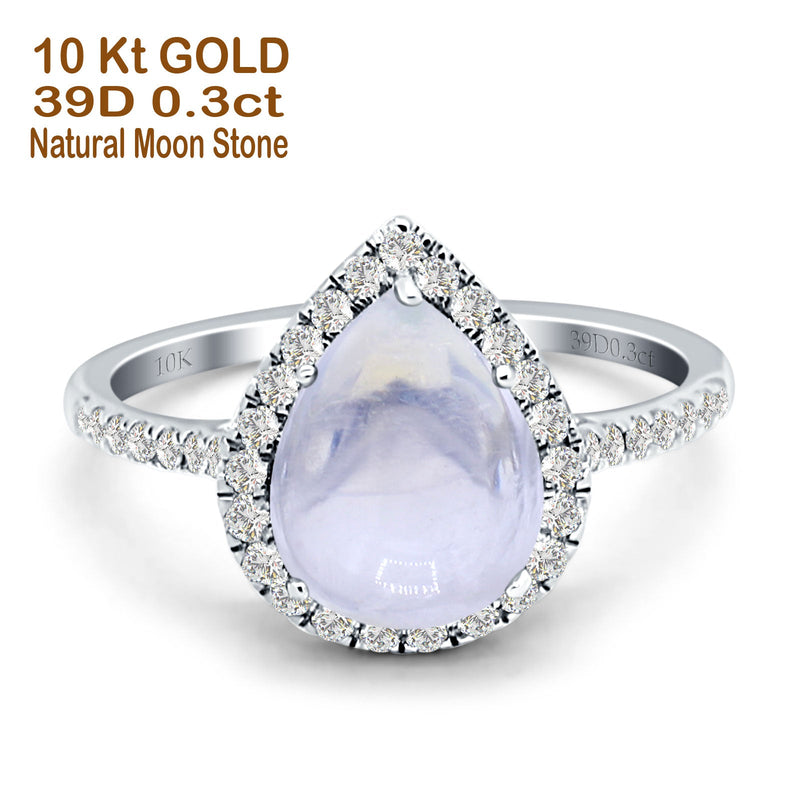 Pear Teardrop Halo Natural Diamond Ring