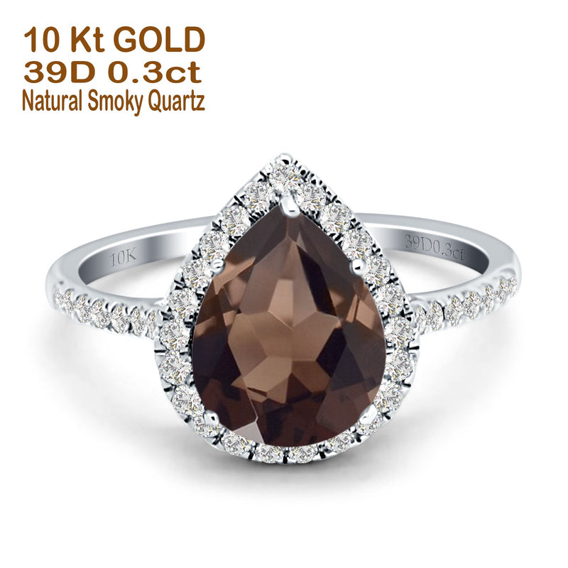 Pear Teardrop Halo Natural Diamond Ring