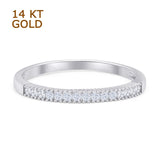 14K White Gold Minimalist 2mm Half Eternity Cubic Zirconia Wedding Band