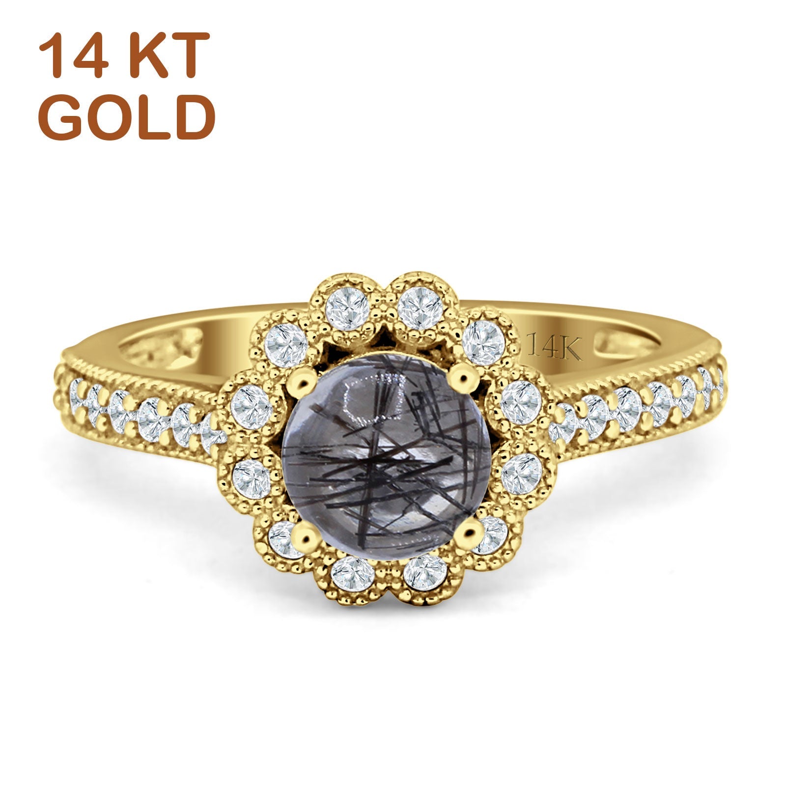 Round Floral Vintage Style Gold Ring
