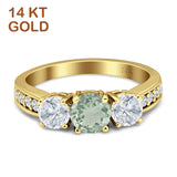Three Stone Round Gold Ring