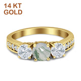 Three Stone Round Gold Ring