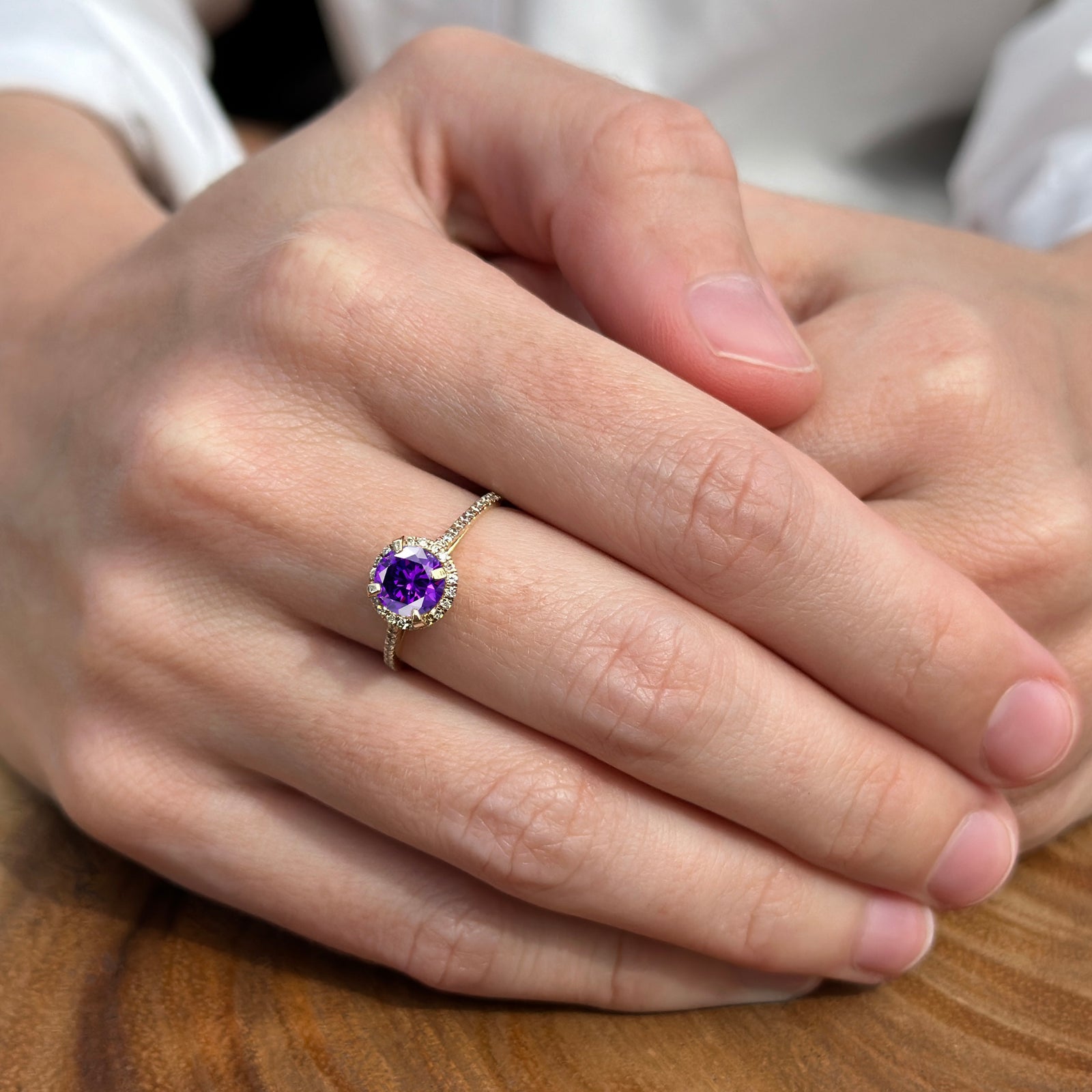 Round Halo Diamond Gold Ring