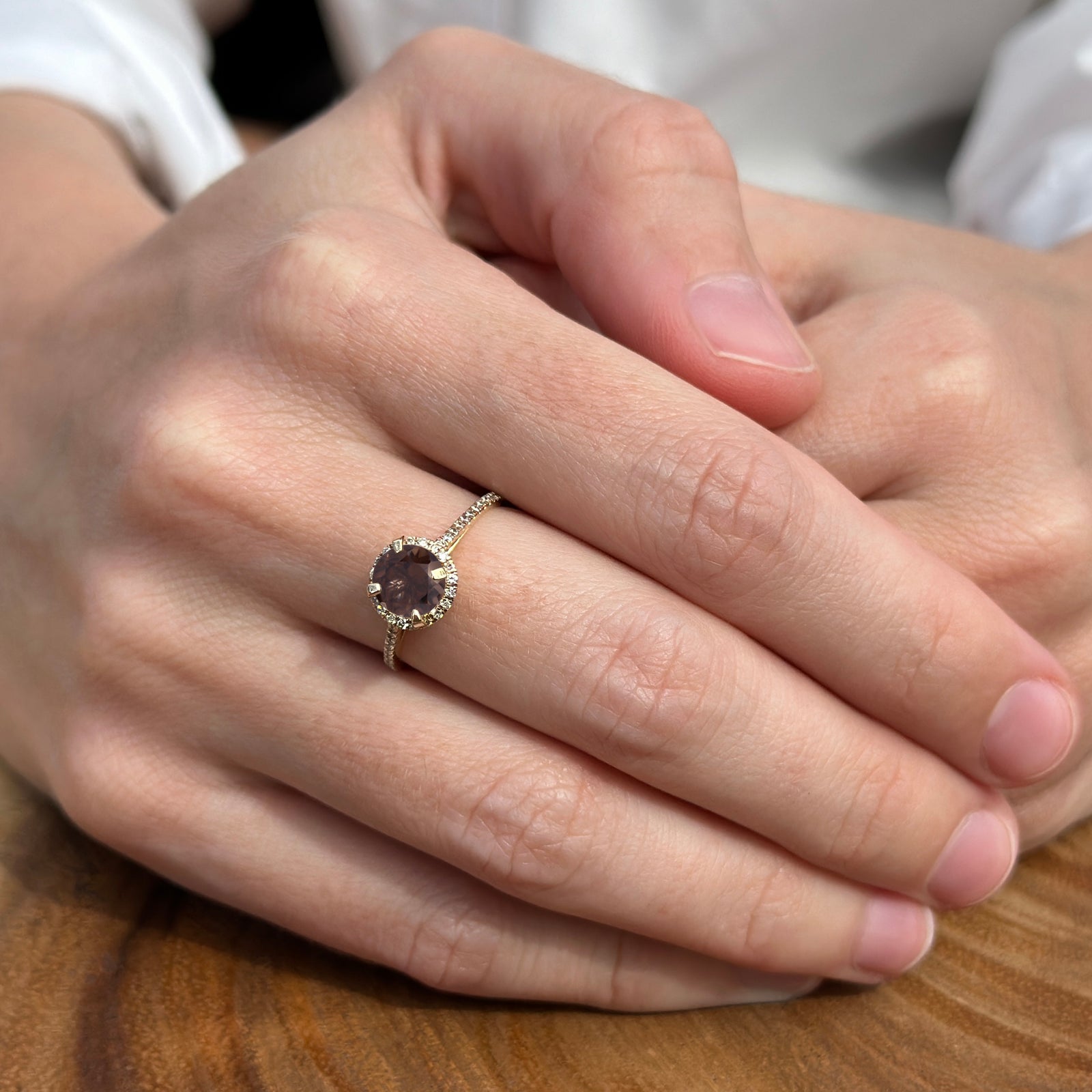 Round Halo Diamond Gold Ring