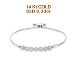14K Gold 9 Twist Rope Chain Round Natural Diamond Adjustable Bracelet