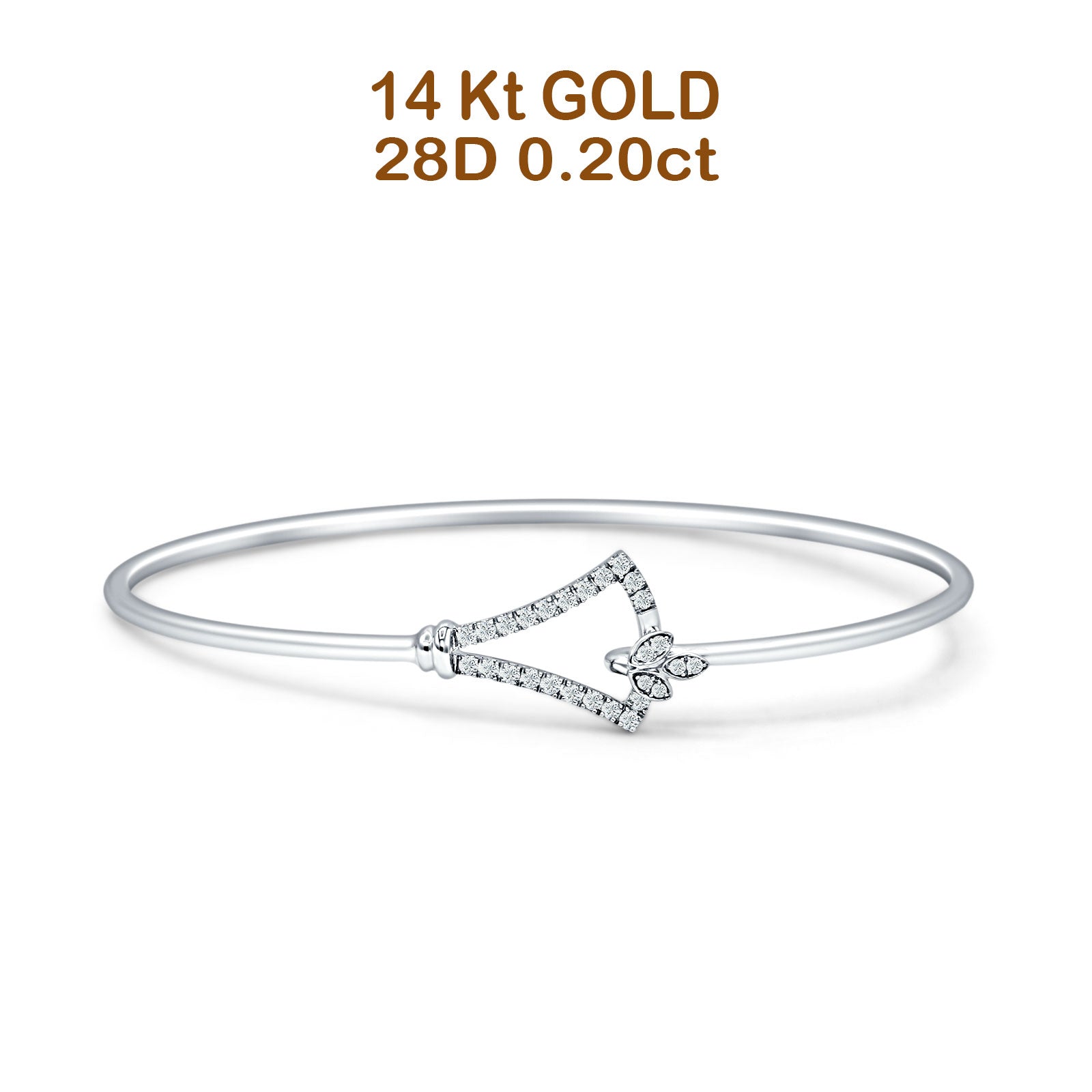 14K Gold 2.11mm Inter Quartet Bangle Bracelet Round Natural Diamond