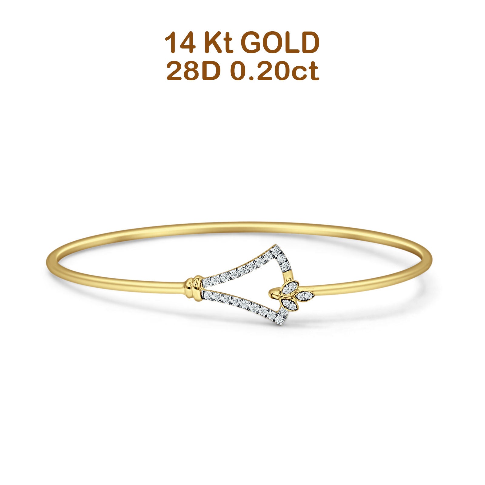 14K Gold 2.11mm Inter Quartet Bangle Bracelet Round Natural Diamond