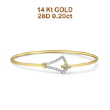 14K Gold 2.11mm Inter Quartet Bangle Bracelet Round Natural Diamond