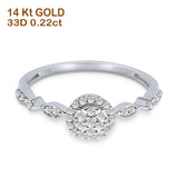 Round 7mm Cluster Halo Natural Diamond Ring Marquise Band 14K Gold