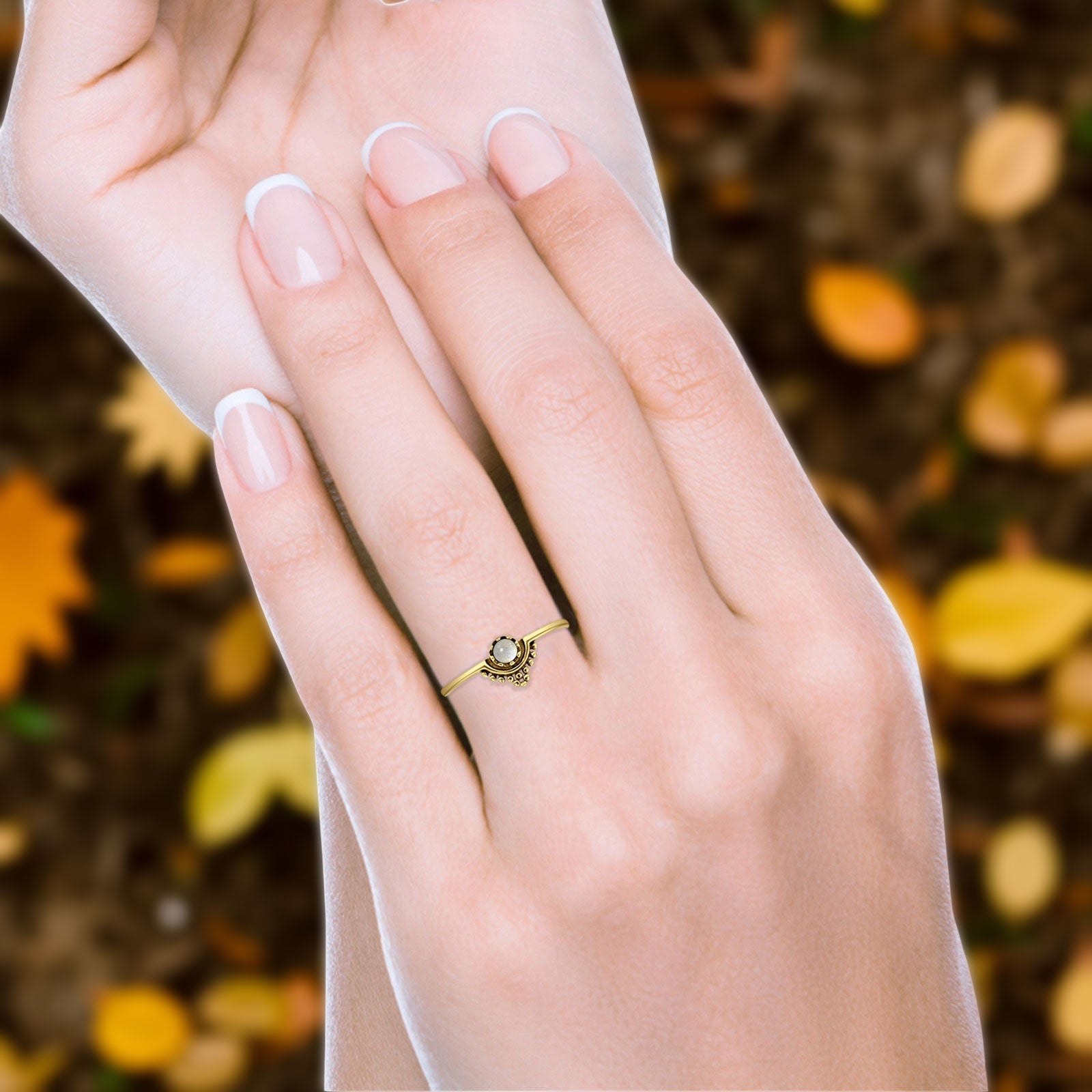 Oxidized Beaded Bali Ring