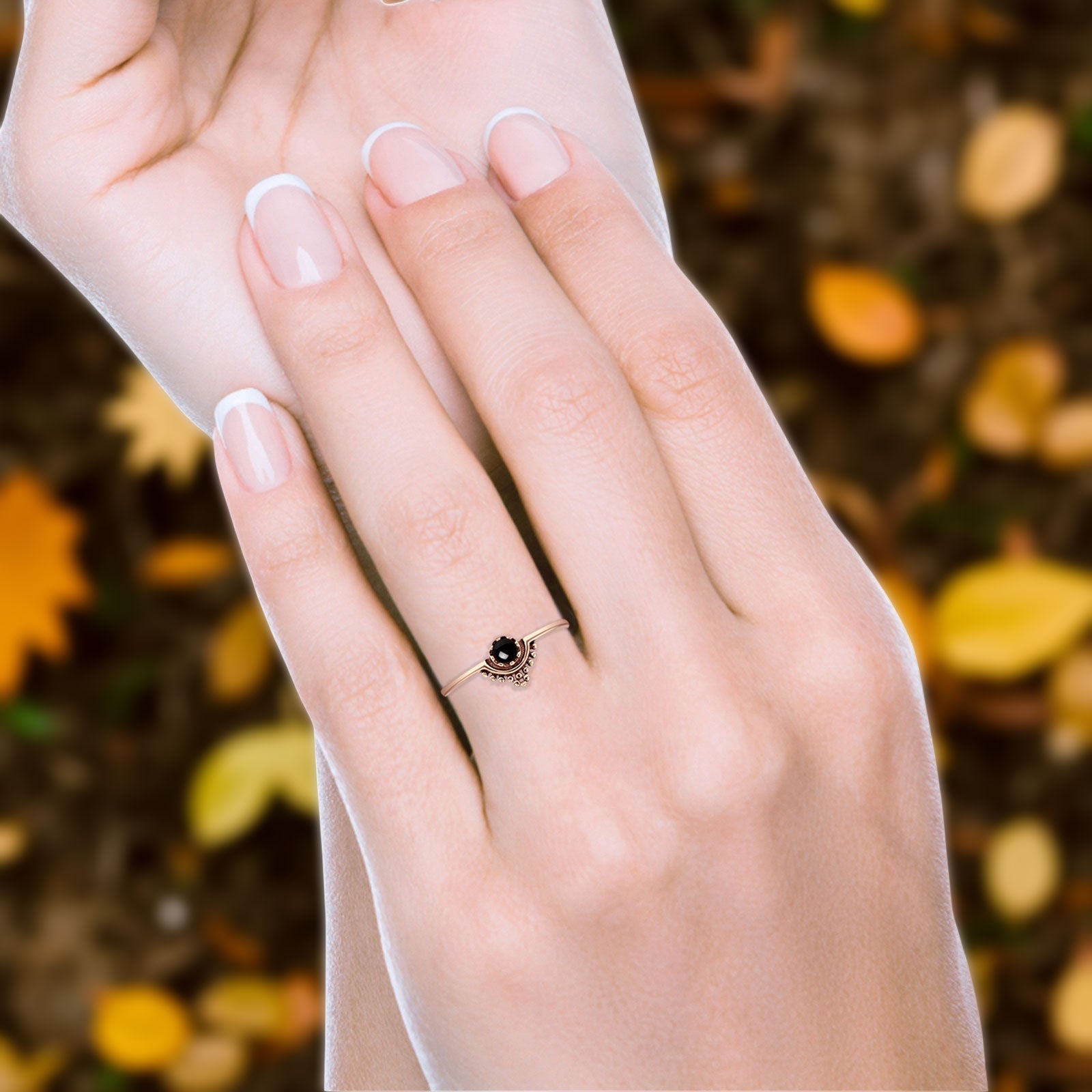 Oxidized Beaded Bali Ring