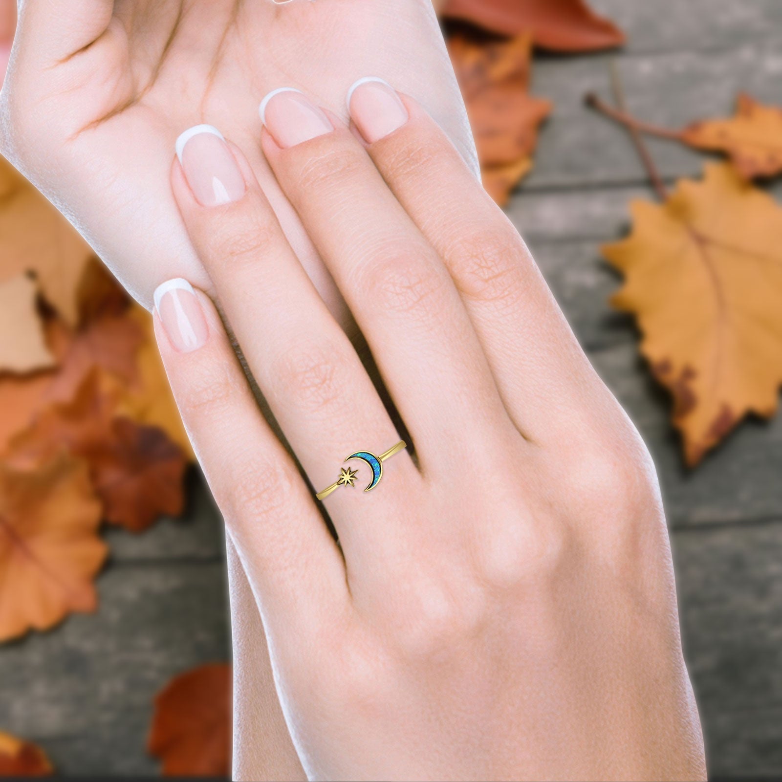 Oxidized Moon & Star Ring