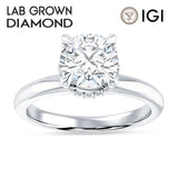 IGI Certified Round 2 Carat Lab Grown Diamond Halo Solitaire Ring
